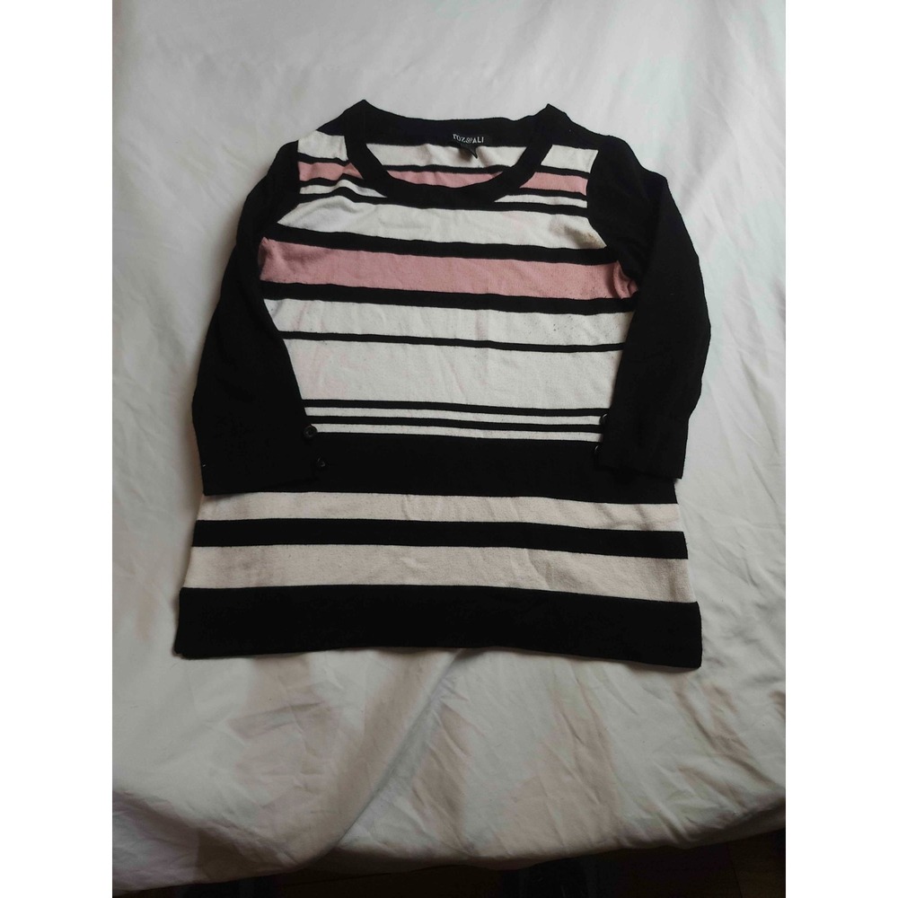 Roz & Ali Sweater Womens PS Striped Coastal Grandma Quiet Luxury Preppy Workwear